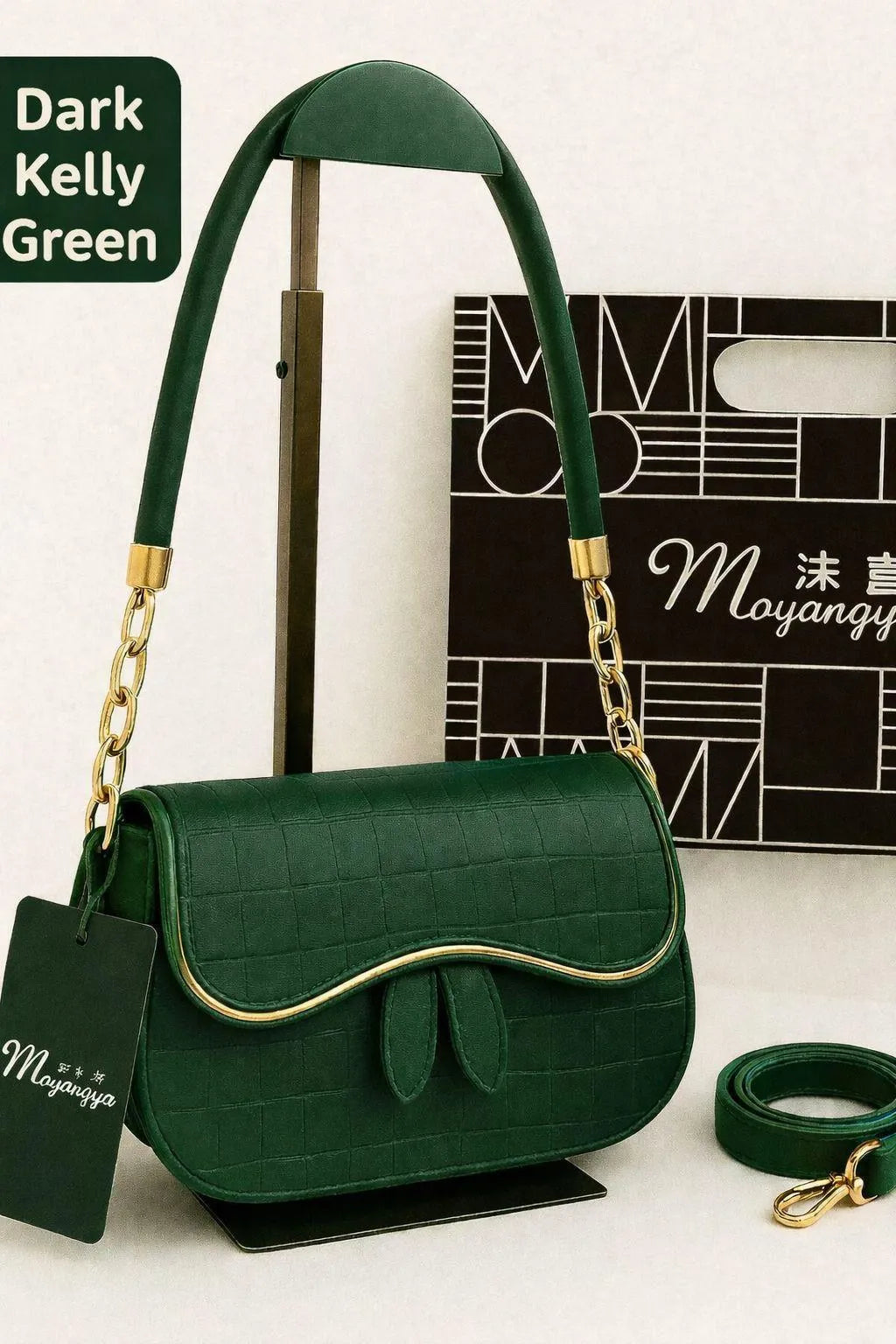 Green Kelly Green Shoulder Bag for Girls - 1 Pc, Plain Design