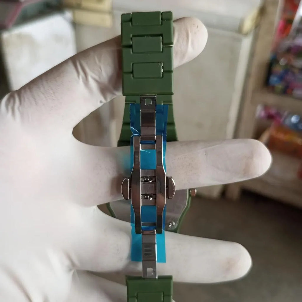 Olive Green Carbon Fiber Tactical Watch 45mm
