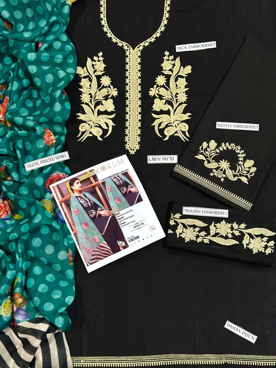 MIX TRENDING DESIGNS 3 Pcs Unstitched Embroidered Suit