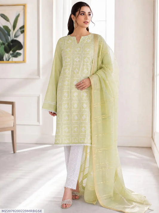 3 Pcs Women's Unstitched Embroidered Suit