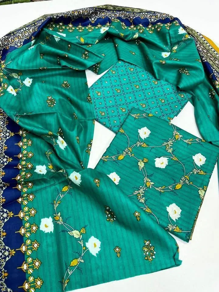 Green Digital Print Lawn 3-Piece Suit Set