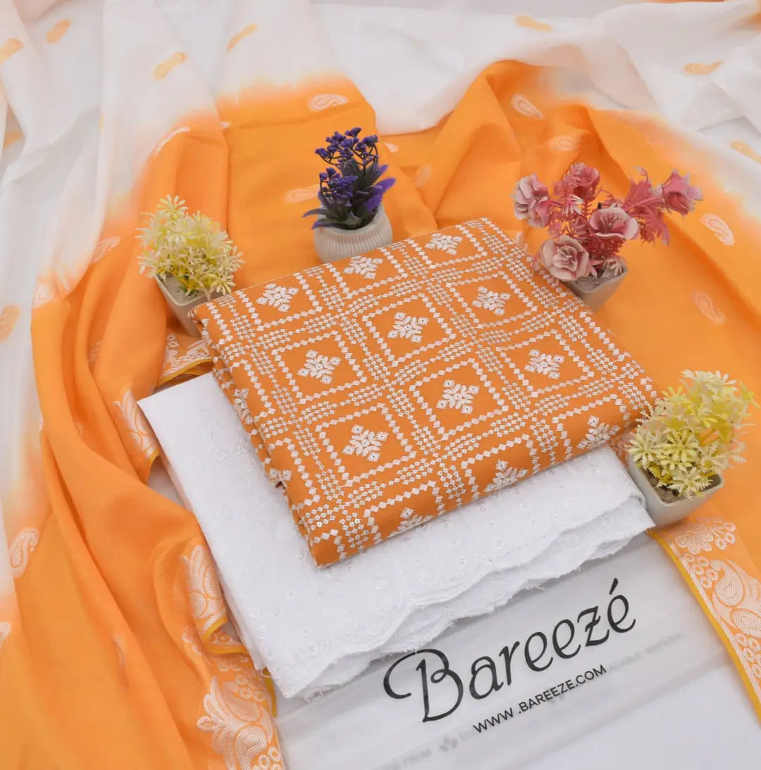 3 Pcs Women's Unstitched Embroidered Suit