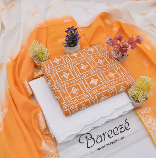 3 Pcs Women's Unstitched Embroidered Suit