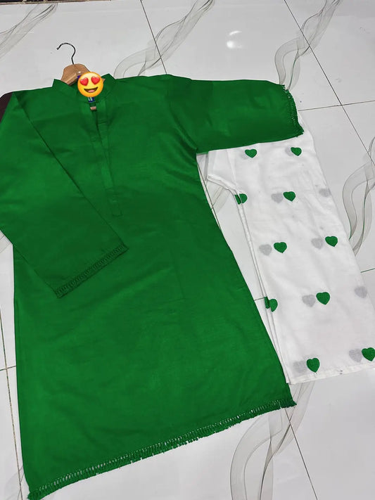 2 Pcs Women's Stitched Cotton Embroidered Shirt And Trouser