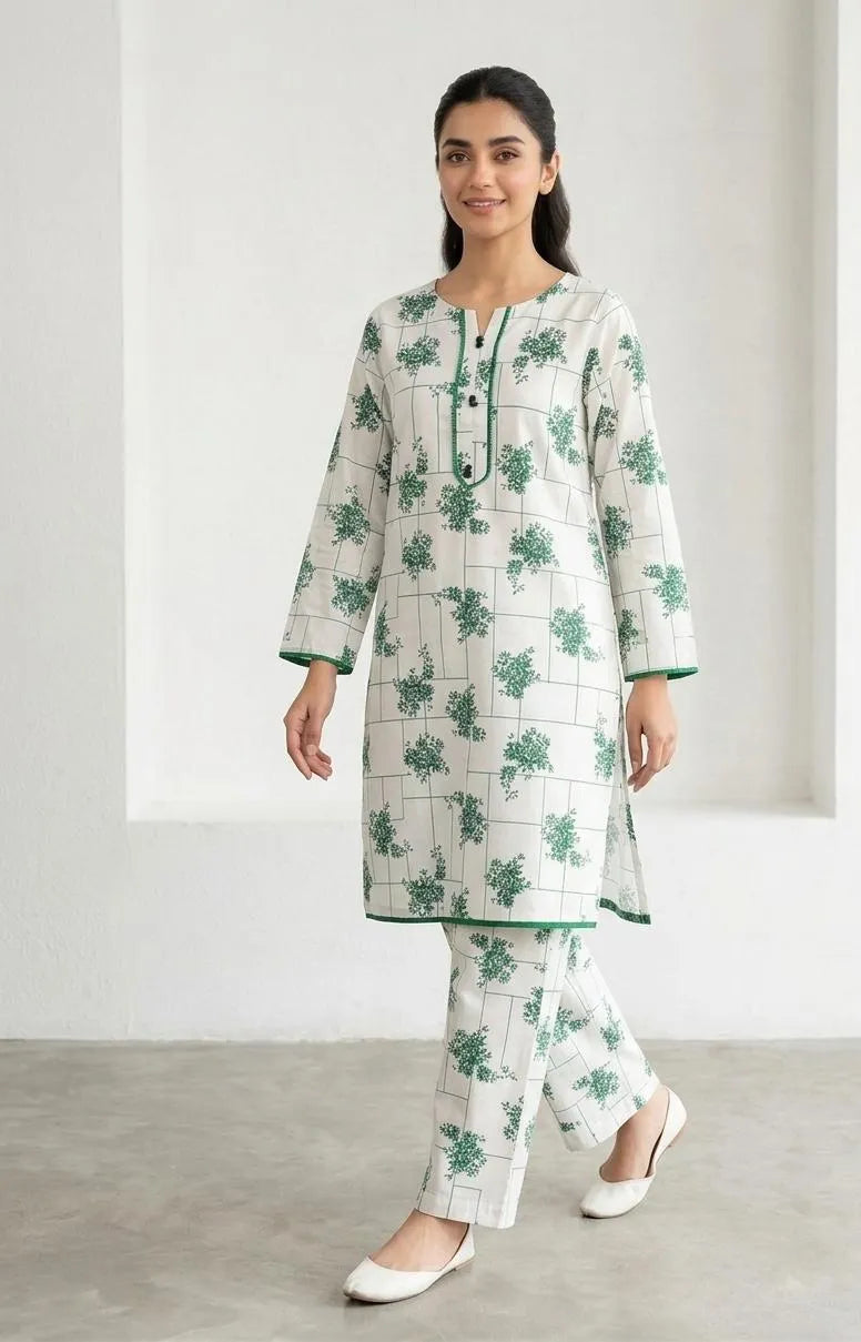 Women's Green Printed Kurta Pajama Set