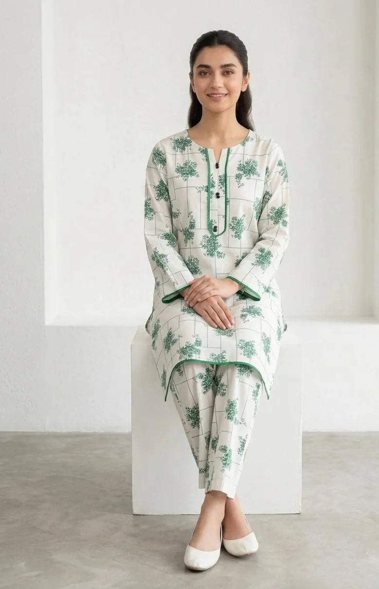 Women's Green Printed Kurta Pajama Set