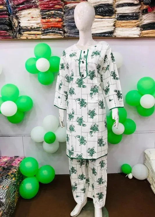 Women's Green Printed Kurta Pajama Set