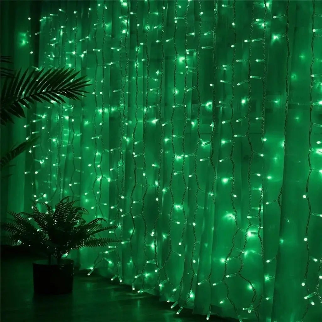 Green Curtain Jaal LED Fairy Lights 10x10 feet For 14 August Azadi independence day / Room Wall Decoration / Function / Party / Birthday / Wedding