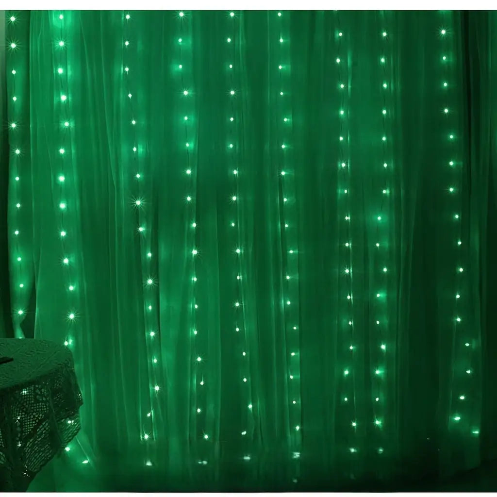 Green Curtain Jaal LED Fairy Lights 10x10 feet For 14 August Azadi independence day / Room Wall Decoration / Function / Party / Birthday / Wedding