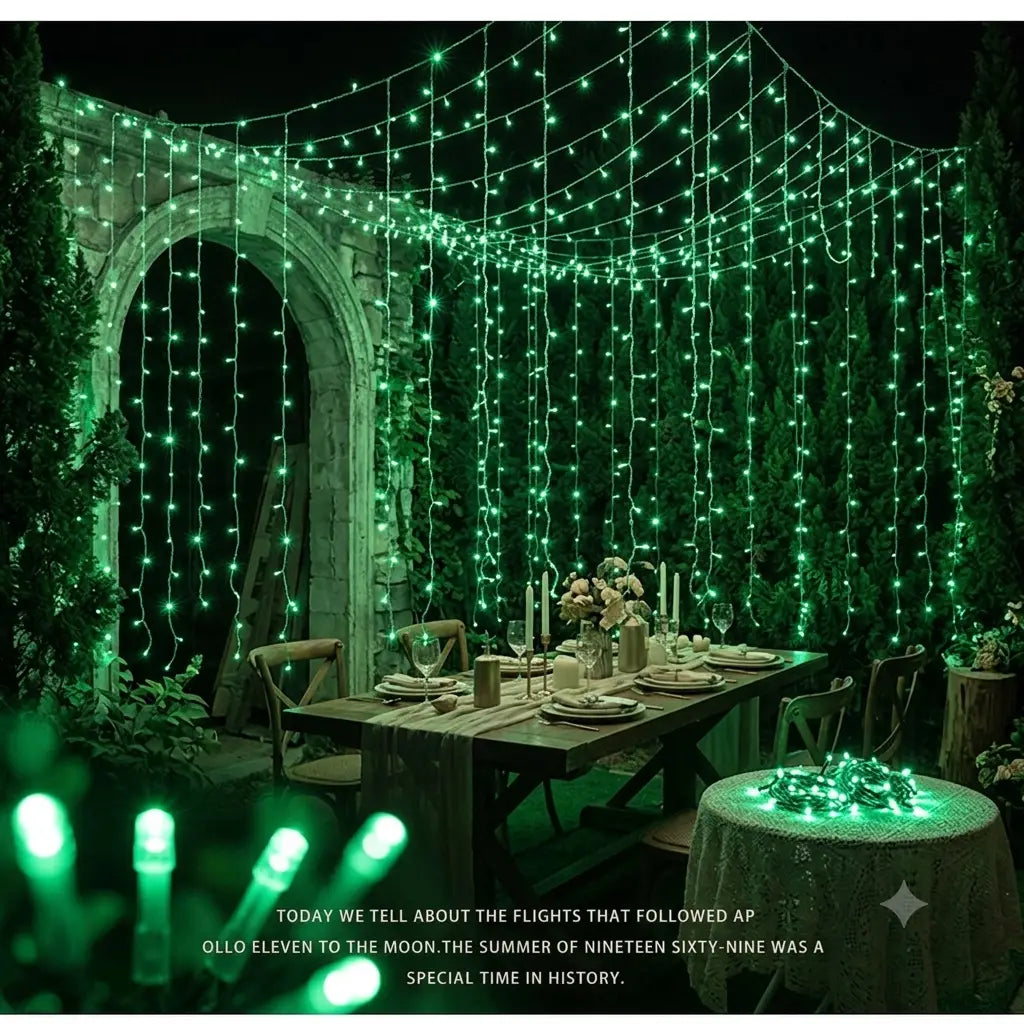 Green Curtain Jaal LED Fairy Lights 10x10 feet For 14 August Azadi independence day / Room Wall Decoration / Function / Party / Birthday / Wedding