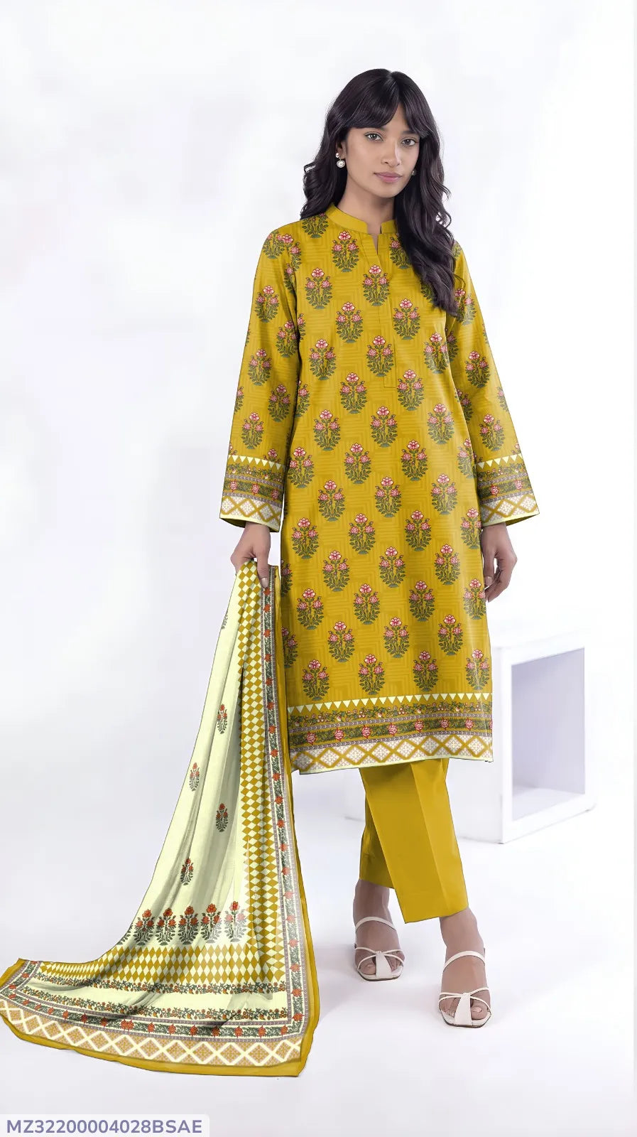 3 Pcs Women's Unstitched Printed Suit