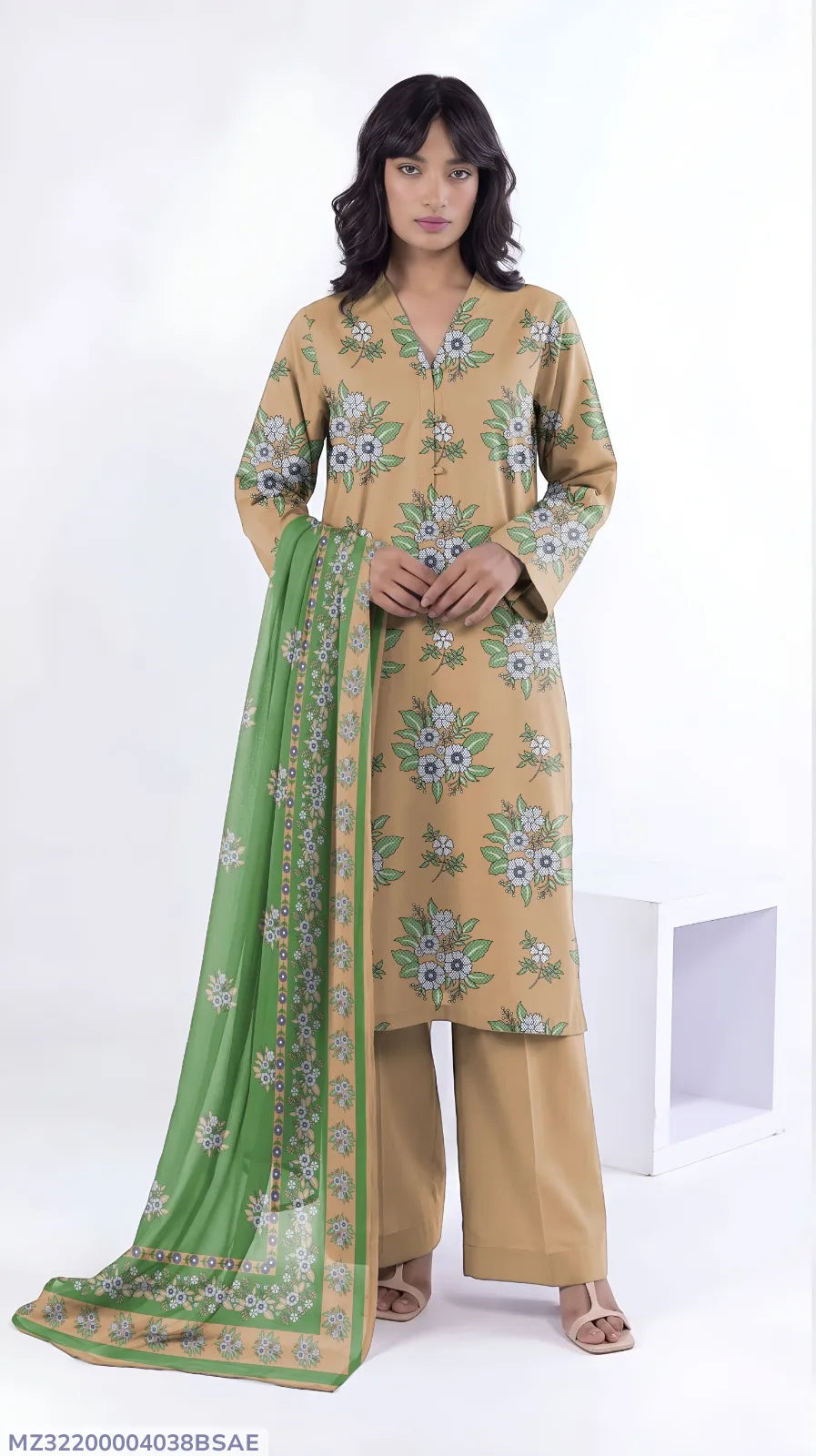 3 Pcs Women's Unstitched Printed Suit