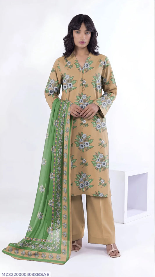 3 Pcs Women's Unstitched Printed Suit