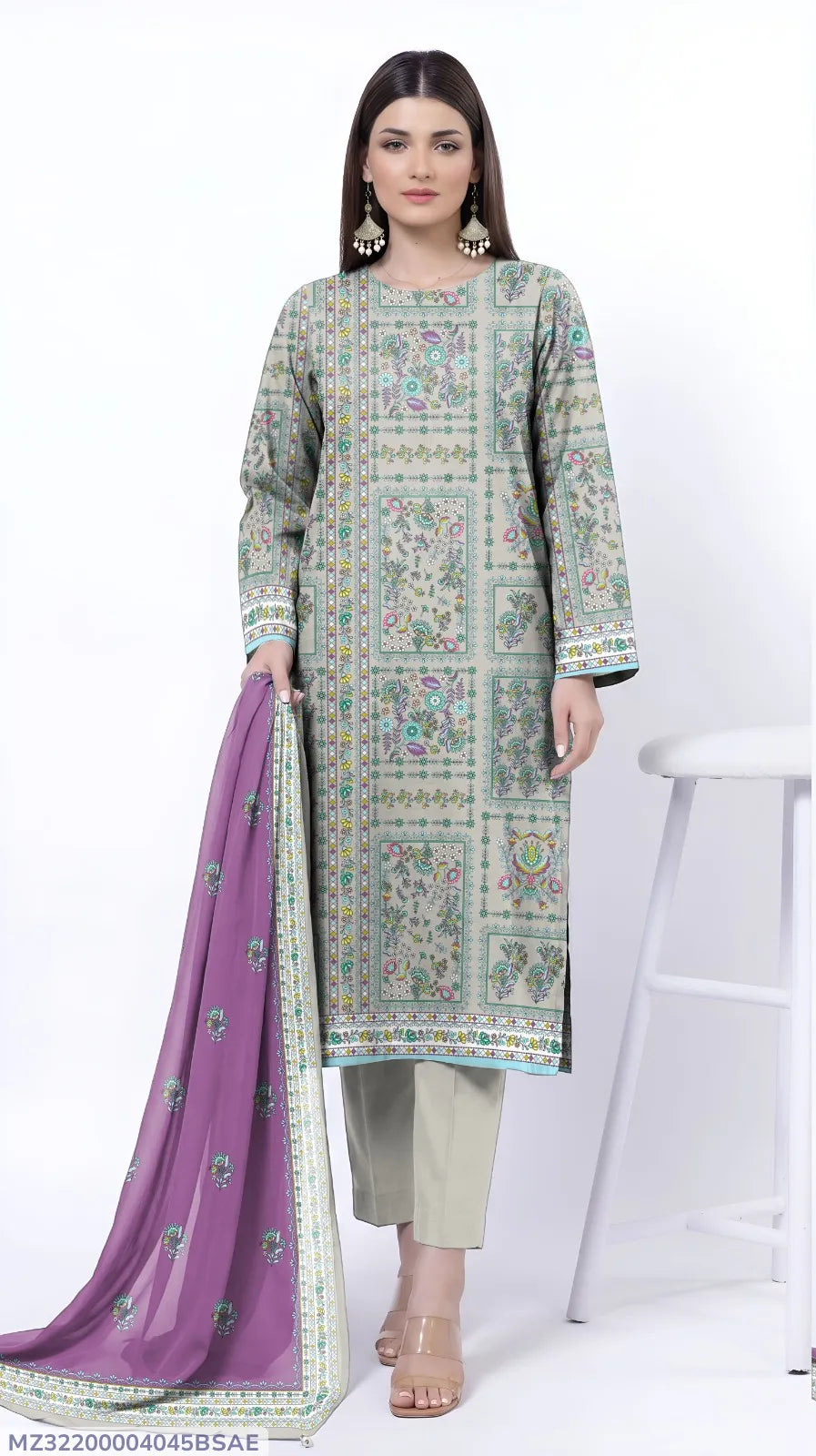 3 Pcs Women's Unstitched Printed Suit