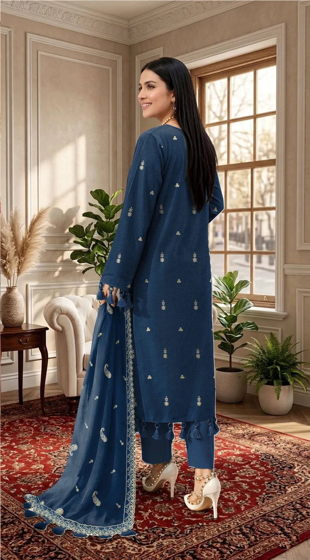 3 Pcs Women's Unstitched Embroidered Suit