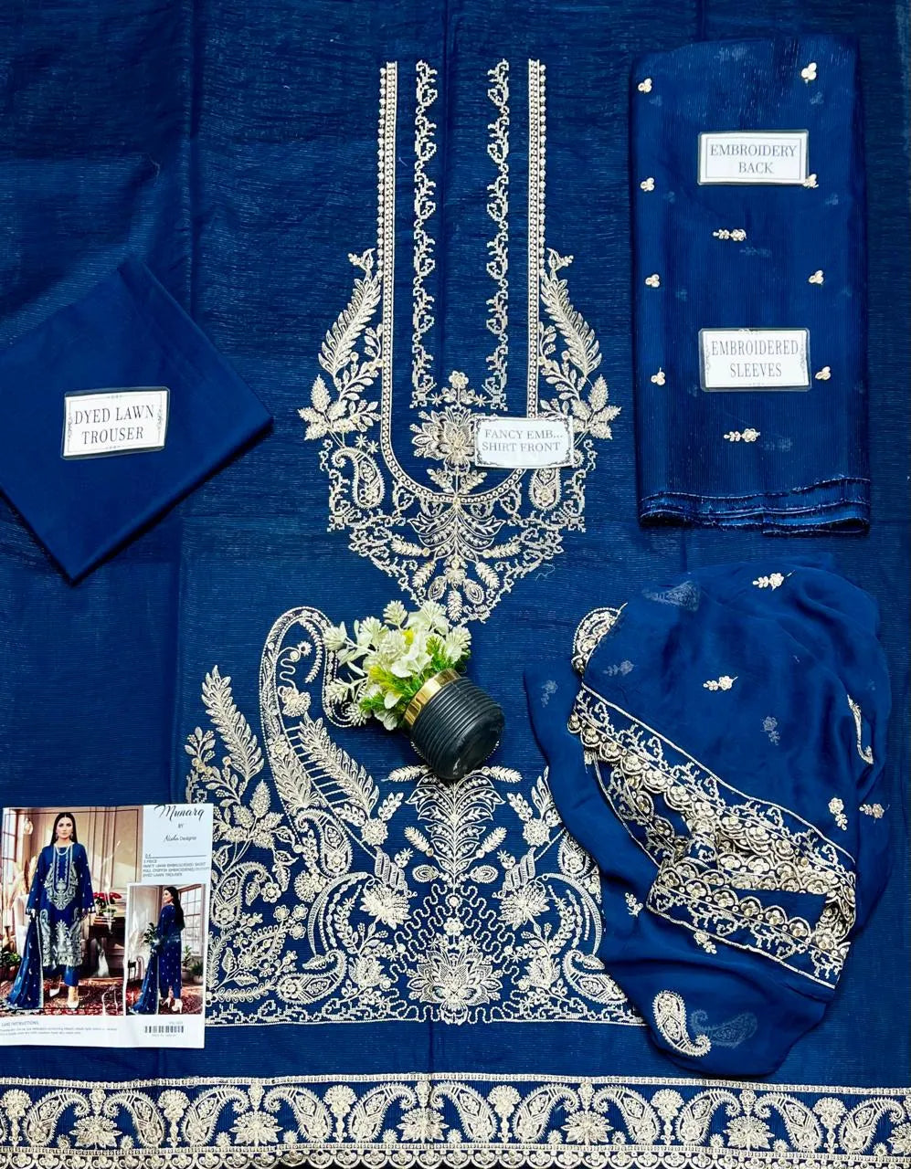 3 Pcs Women's Unstitched Embroidered Suit