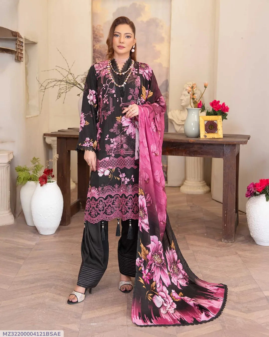 3 Pcs Women's Unstitched Printed Suit