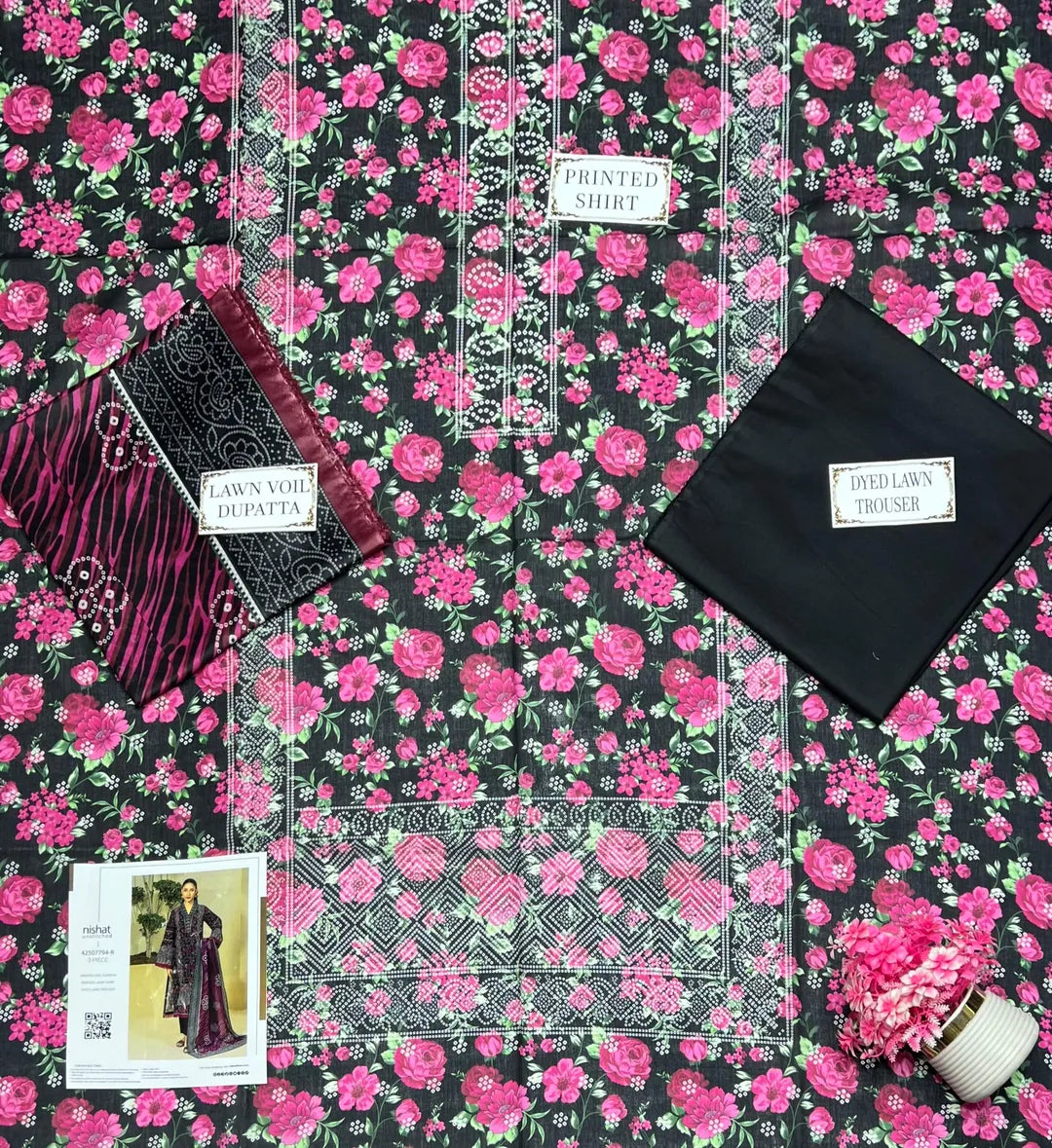 3 Pcs Women's Unstitched Printed Suit