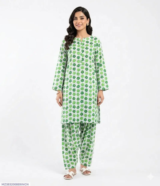 2 Pcs Women's Unstitched Printed Suit