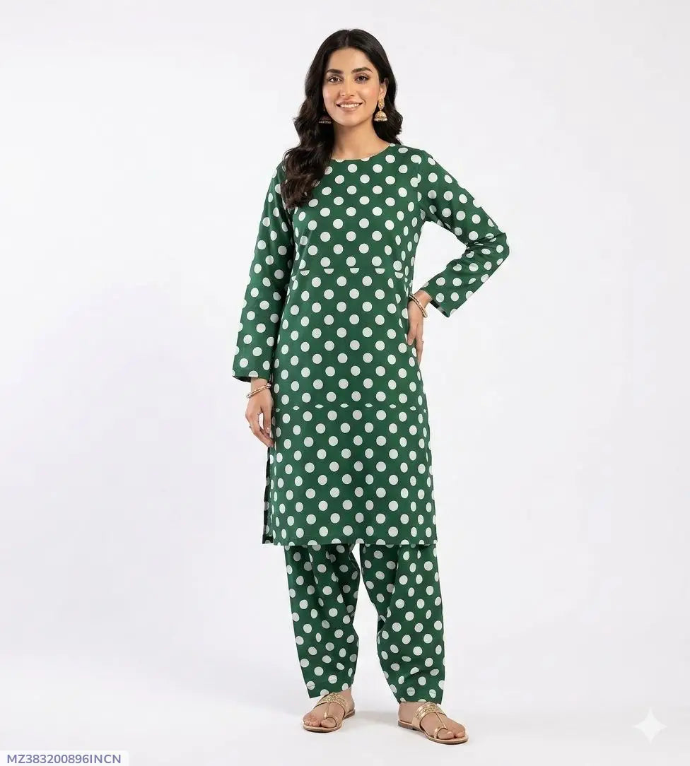 2 Pcs Women's Unstitched Printed Suit