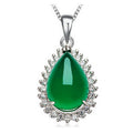 Silver Necklace with Synthetic Chalcedony Pendant Korean Style