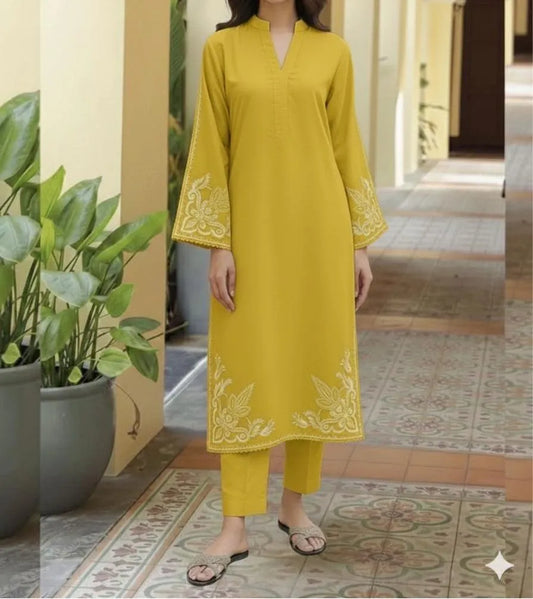 2 Pcs Women's Unstitched Embroidered Suit