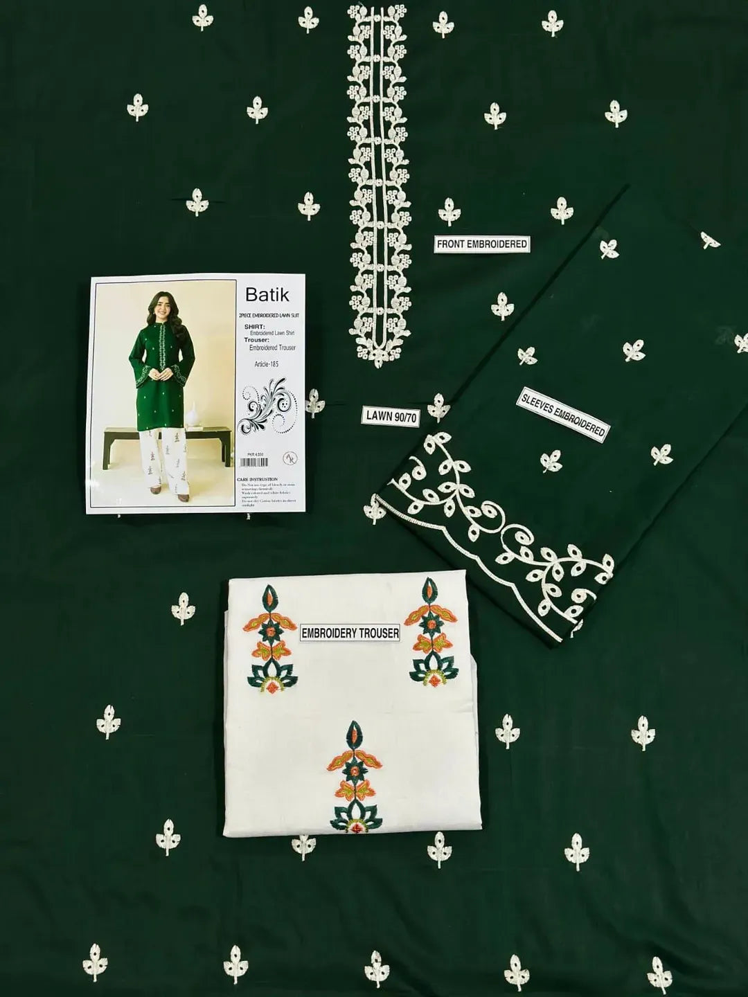 Green Embroidered Lawn Shirt & Cotton Trouser Set