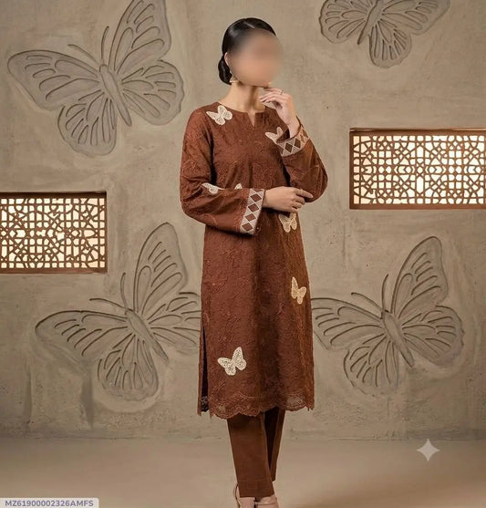 2 Pcs Women's Unstitched Embroidered Suit