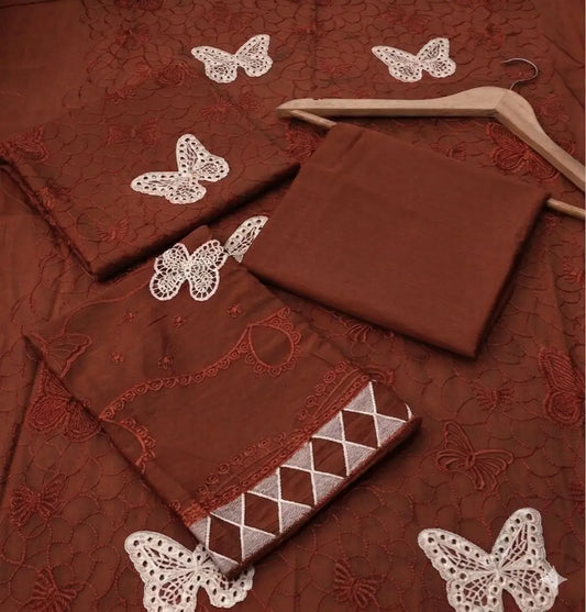 2 Pcs Women's Unstitched Embroidered Suit