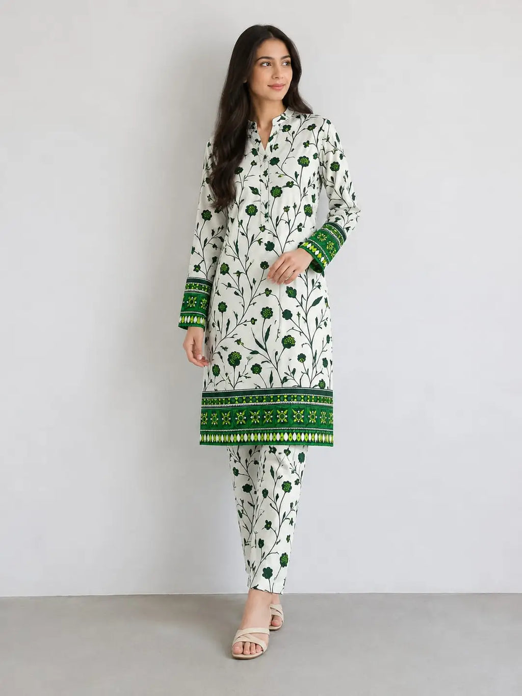 2 Pcs Women's Unstitched Printed Suit