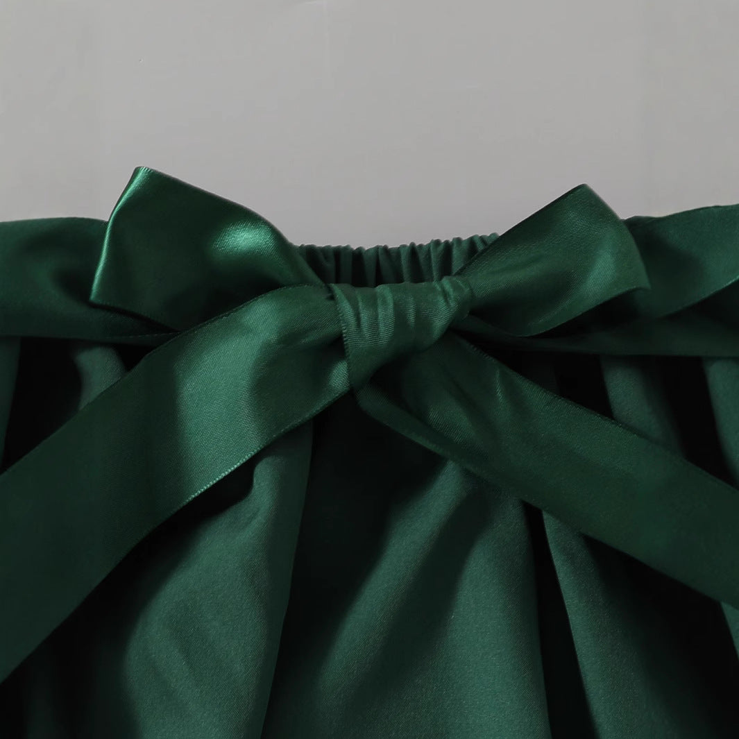 Green Pleated Skirt Set for Girls 3-6 Years